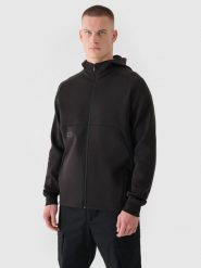 4F Bluza dresowa rozpinana z kapturem męska 4F x Robert Lewandowski - czarna L. Czarne bluzy sportowe męskie 4f, z aplikacjami, z bawełny, sportowe, bez kołnierzyka, bez ramiączek. W wyprzedaży za 169.99 zł.