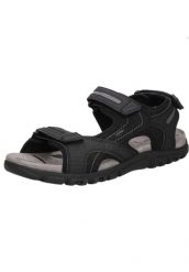 Sandały GEOX U SANDAL STRADA D Czarny. Czarne sandały męskie Geox, z materiału, bez zapięcia. Za 448.35 zł.