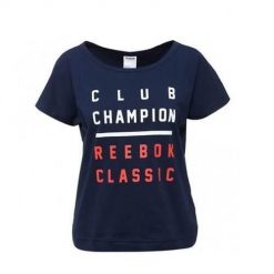Koszulka sportowa damska Reebok Court Classic. Niebieskie bluzki sportowe damskie Reebok, uniwersalny, z materiału, bez kołnierzyka, bez ramiączek. Za 149.00 zł.