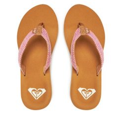 Japonki Roxy. Czerwone klapki damskie Roxy, bez wzorów, bez obcasa. Za 119.99 zł.
