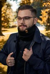 Komin zimowy męski Brødrene k2 czarny 9918. Czarne szaliki męskie na jesień, bez wzorów. Za 45.00 zł.