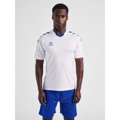 Koszulka piłkarska z krótkim rękawem męska Hummel Core XK Poly Jersey S/S. Białe t-shirty sportowe męskie HUMMEL, m, z jersey, bez ramiączek, do piłki nożnej. Za 128.00 zł.