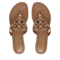 Japonki Tory Burch. Brązowe klapki damskie Tory Burch, bez wzorów, bez obcasa. Za 1,119.00 zł.