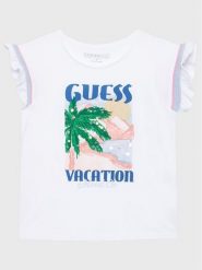 Guess T-Shirt J3GI26 K8HM0 Biały Regular Fit. Białe koszulki dziewczęce Guess, z aplikacjami, z bawełny, bez ramiączek. Za 189.99 zł.