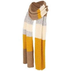 Szalik damski Fashion Stripes. Brązowe szaliki i kominy damskie HEAT KEEPER, na zimę, bez wzorów, z materiału. Za 164.54 zł.