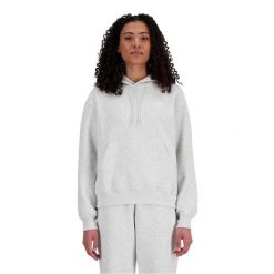 Bluza sportowa damska New Balance WT41507AHH. Białe bluzy sportowe damskie New Balance, l, bez wzorów, z materiału, bez ramiączek, z kapturem. Za 446.00 zł.