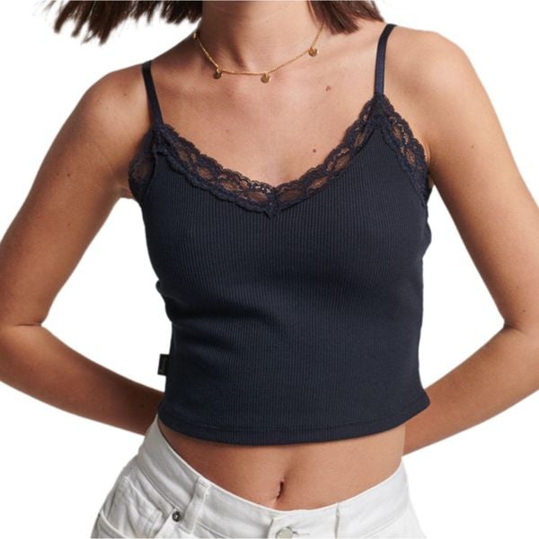 Koszulka turystyczna damska Superdry Vintage Rib Lave Top. Niebieskie bluzki damskie Superdry., bez wzorów, z bawełny, bez kołnierzyka. W wyprzedaży za 64.00 zł.