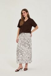 Spódnica w kwiaty biała. Białe spódniczki damskie MOODO, l, bez wzorów, z bawełny. Za 119.99 zł.