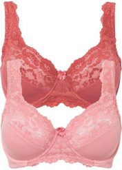 Biustonosz minimizer na fiszbinach (2 szt.). Czerwone biustonosze bonprix, bez wzorów. Za 104.99 zł.