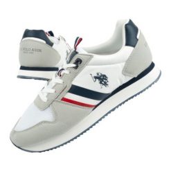 Buty sportowe U.S. Polo ASSN. NOBIL006-WHI białe. Białe buty sportowe na co dzień męskie z gumy, bez zapięcia. Za 242.91 zł.