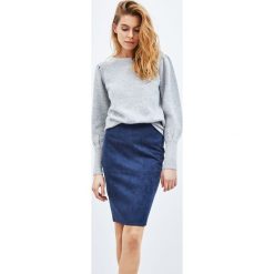 Sweter z bufiastymi rękawami. Szare swetry klasyczne damskie MOODO, l, bez kołnierzyka. Za 19.99 zł.