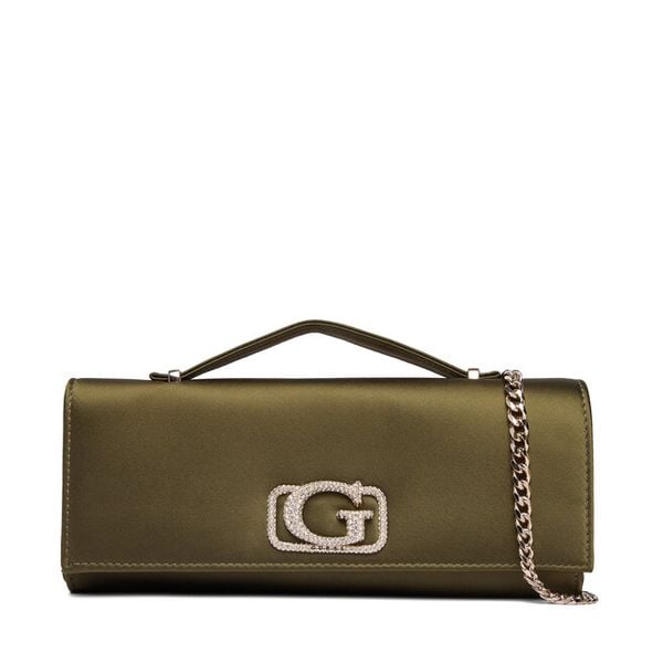 Torebka Guess. Zielone torebki klasyczne damskie Guess, z aplikacjami, wizytowe, bez kołnierzyka, bez ramiączek. Za 339.99 zł.