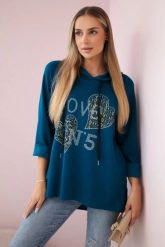 Bluza wiskozowa plus size Love morska. Zielone bluzy bez kaptura damskie Kesi Włoski, l, z elastanu. Za 188.21 zł.