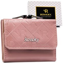 Portfel damski Rovicky RPX-32-PMT różowy. Czerwone portfele damskie ROVICKY, bez wzorów, ze skóry. Za 50.00 zł.