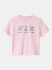 NAME IT T-Shirt Betria 13238045 Różowy Regular Fit. Czerwone koszulki dziewczęce Name it, bez wzorów, z bawełny, bez ramiączek. Za 29.99 zł.