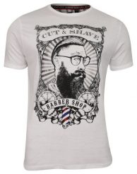 Biały Barberowy Bawełniany T-Shirt Męski -Brave Soul- Koszulka, Krótki Rękaw, Brodacz, Fryzjer. Białe t-shirty męskie Brave Soul, na lato, m, bez wzorów, z bawełny, bez kołnierzyka. Za 69.00 zł.