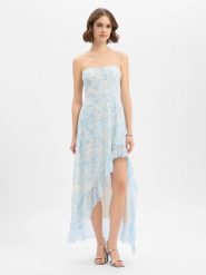 Marie Lund Damska sukienka wieczorowa Kobiety niebieski|biały wzorzysty, 38. Białe sukienki damskie Marie Lund, bez wzorów, z szyfonu, wizytowe, z asymetrycznym kołnierzem, bez ramiączek, asymetryczne. Za 649.95 zł.