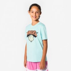 Koszulka do koszykówki dla dzieci NBA Knicks 900. Niebieskie koszulki dziewczęce TARMAK, m, bez wzorów, z materiału, bez ramiączek. Za 49.99 zł.