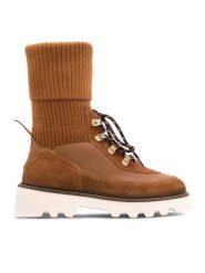 Badura Trzewiki STARK-06W4-023 Brązowy. Brązowe botki damskie Badura, z materiału, bez obcasa, na płaskiej podeszwie, bez zapięcia. Za 269.99 zł.