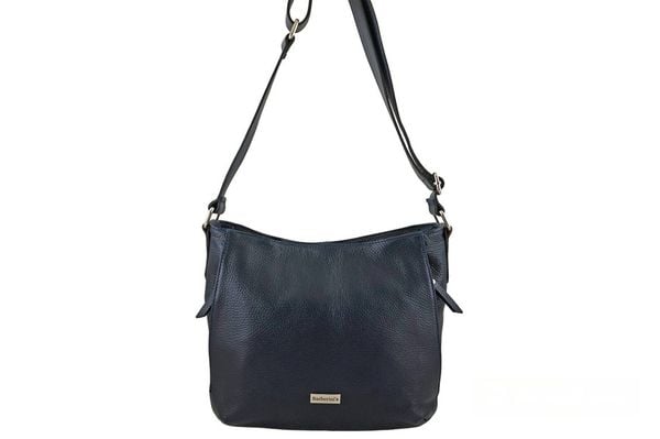 Praktyczna torebka skórzana z kieszeniami - Granatowa. Niebieskie torebki klasyczne damskie Barberinis, bez wzorów, ze skóry, duże, bez dodatków. Za 296.99 zł.