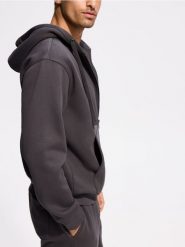 Gładka bluza z bawełną - ciemnoszary. Szare bluzy bez kaptura męskie Reserved, l, z bawełny. Za 129.99 zł.