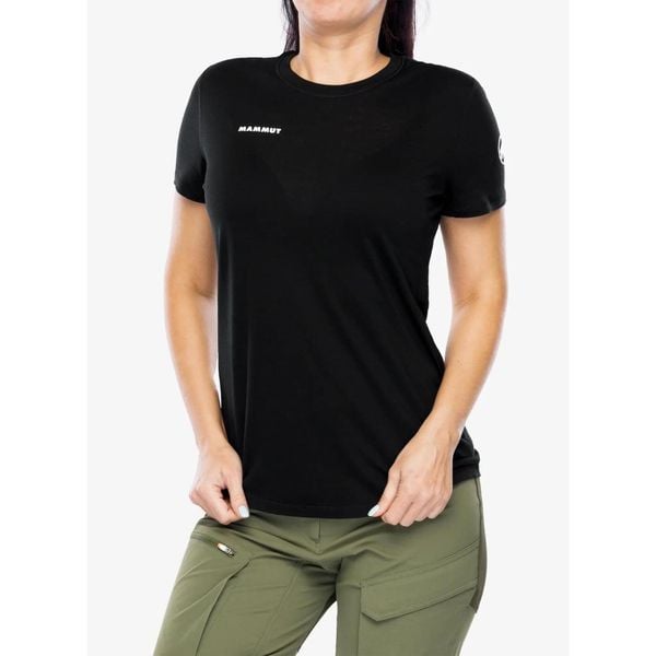 Koszulka merino damska Mammut Tree Wool FL T-Shirt. Czarne bluzki sportowe damskie Mammut, bez kołnierzyka, bez ramiączek. Za 347.00 zł.