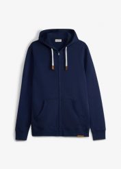 Bluza rozpinana z kapturem, z czystej bawełny. Niebieskie bluzy z kapturem męskie bonprix, l, z bawełny. Za 134.99 zł.