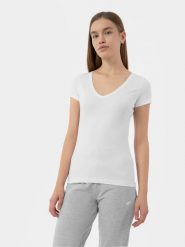 4F T-shirt slim gładki damski L. Czarne t-shirty damskie 4f, l, bez wzorów, z bawełny, bez kołnierzyka. Za 49.99 zł.