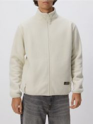Polarowa bluza ze stójką - złamana biel. Bluzy bez kaptura męskie Reserved, l, z dzianiny. Za 139.99 zł.