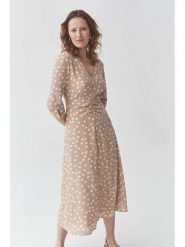 TATUUM Sukienka "Casia" w kolorze beżowym rozmiar: 42. Brązowe sukienki damskie Tatuum, bez wzorów, z wiskozy, bez kołnierzyka, bez ramiączek, midi. Za 218.05 zł.