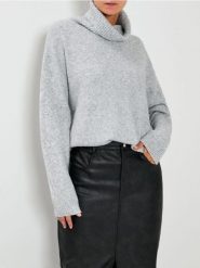 Melanżowy golf - szary. Szare golfy damskie Sinsay, l, bez wzorów, bez ramiączek. Za 59.99 zł.