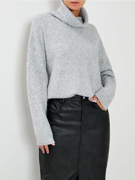 Melanżowy golf - szary. Szare golfy damskie Sinsay, l, bez wzorów, bez ramiączek. Za 59.99 zł.