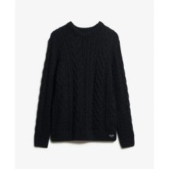 Sweter warkoczowy Superdry Jacob. Niebieskie swetry męskie Superdry., na zimę, m, bez wzorów, ze splotem, bez kołnierzyka. Za 374.80 zł.