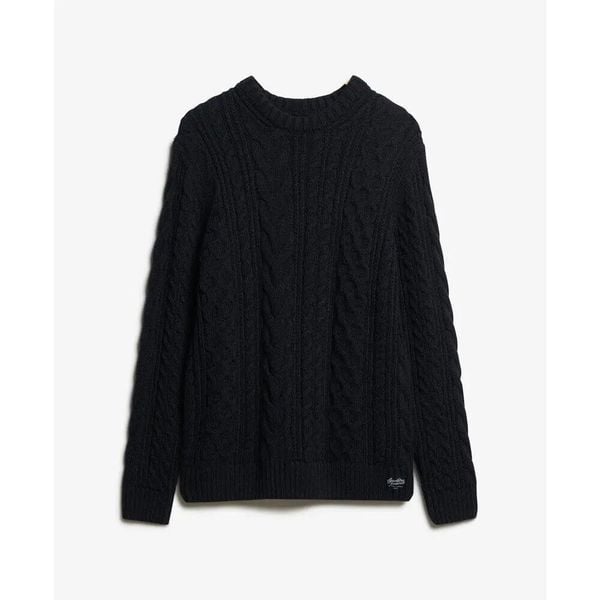 Sweter warkoczowy Superdry Jacob. Niebieskie swetry męskie Superdry., na zimę, m, bez wzorów, ze splotem, bez kołnierzyka. Za 374.80 zł.