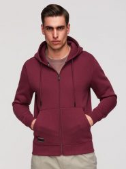 Rozpinana męska bluza dresowa BASIC – bordowa V3 - Rozmiar: XXL. Czerwone bluzy z kapturem męskie Ombre Clothing, m, z bawełny. W wyprzedaży za 167.99 zł.
