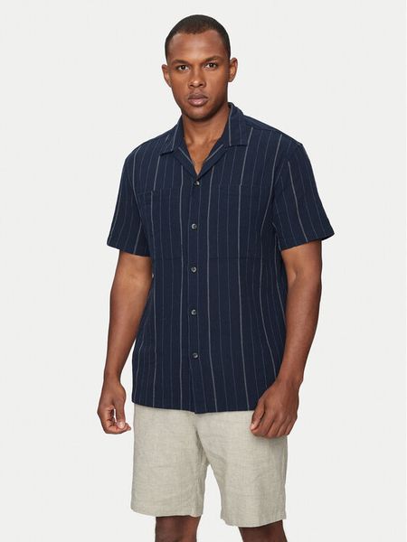 Selected Homme Koszula Slhreg-Mix 16093647 Granatowy Regular Fit. Niebieskie koszule męskie Selected Homme, m, bez wzorów, z bawełny, bez kołnierzyka, bez ramiączek. Za 129.99 zł.