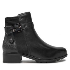 Botki Tamaris. Czarne botki damskie Tamaris, bez obcasa, na płaskiej podeszwie, bez zapięcia. Za 439.99 zł.