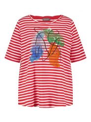 SAMOON Koszulka w kolorze czerwono-białym rozmiar: 50. Białe bluzki damskie Samoon, bez wzorów, bez kołnierzyka. Za 61.17 zł.