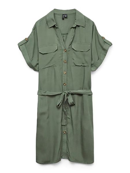 Vero Moda Sukienka w kolorze zielonym rozmiar: L. Zielone sukienki damskie Vero Moda, na co dzień, l, bez wzorów, z tkaniny, klasyczne, bez kołnierzyka, bez ramiączek, midi, proste. Za 118.56 zł.