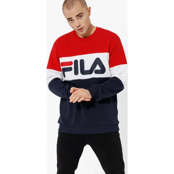 Fila Bluza Straight Blocked Crew Sweat , granatowy, rozmiar S. Niebieskie bluzy bez kaptura męskie Fila, m, z bawełny. Za 299.99 zł.