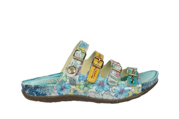 Klapki Laura Vita Liloo 5025 Turquoise 202066, Niebieski, Skóra naturalna - 39. Niebieskie klapki damskie Laura Vita, bez wzorów, z gumy, bez obcasa, na platformie. W wyprzedaży za 224.10 zł.