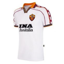 Koszulka piłkarska retro dla dorosłych AS Roma 1998-99 Wyjazdowa - Biała. Białe t-shirty sportowe męskie COPA FOOTBALL, s, bez ramiączek, do piłki nożnej. Za 383.47 zł.