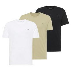 3-Pak T-Shirt Mustang Style Alex Czarny Oliwkowy Biały. Białe t-shirty męskie Mustang, uniwersalny, bez wzorów, bez kołnierzyka. W wyprzedaży za 119.99 zł.