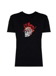 Les Hommes T-Shirt "On Fire" | LBT1002700P | Mężczyzna | Czarny. Czarne t-shirty męskie Les Hommes, m, bez wzorów, z bawełny, bez kołnierzyka. W wyprzedaży za 319.00 zł.