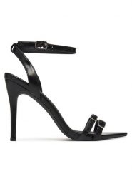DeeZee Sandały 1364J-5 Czarny. Czarne sandały damskie DeeZee, bez wzorów, z materiału, bez obcasa, na szpilce. Za 129.99 zł.