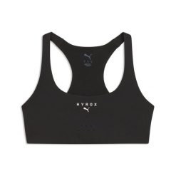 Damski stanik sportowy PUMA × HYROX Tech PUMA. Czarne biustonosze sportowe damskie Puma, bez wzorów, z dzianiny. Za 249.00 zł.