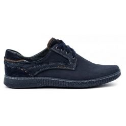 KOMODO Buty męskie Casual 848 granatowe niebieskie. Niebieskie buty sportowe na co dzień męskie na jesień, z jeansu, bez zapięcia. Za 367.89 zł.