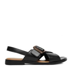 Sandały Lasocki. Czarne sandały damskie Lasocki, bez wzorów, bez obcasa, na płaskiej podeszwie. Za 169.99 zł.