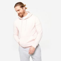 Bluza z kapturem męska Domyos Gym & Pilates. Czerwone bluzy sportowe męskie DOMYOS, bez wzorów, z bawełny, eleganckie, bez kołnierzyka, bez ramiączek. Za 99.99 zł.