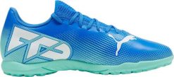 Buty Sportowe piłkarskie Puma Future. Niebieskie buty sportowe na co dzień męskie Puma, z dzianiny, bez zapięcia, do piłki nożnej. Za 270.10 zł.